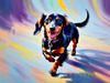 Playful Dachshund Art Print with Transforming Shadow into Stretched Toys
