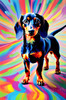 Playful Dachshund Art Print with Transforming Shadow into Stretched Toys