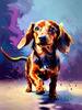 Playful Dachshund Art Print with Transforming Shadow into Stretched Toys