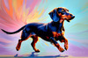 Playful Dachshund Art Print with Transforming Shadow into Stretched Toys