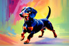 Playful Dachshund Art Print with Transforming Shadow into Stretched Toys