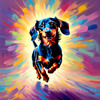 Playful Dachshund Art Print with Transforming Shadow into Stretched Toys