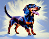 Playful Dachshund Art Print with Transforming Shadow into Stretched Toys