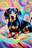 Playful Dachshund Art Print with Transforming Shadow into Stretched Toys