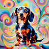 Playful Dachshund Art Print with Transforming Shadow into Stretched Toys