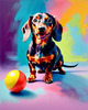 Playful Dachshund Art Print with Transforming Shadow into Stretched Toys