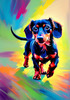 Playful Dachshund Art Print with Transforming Shadow into Stretched Toys