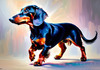 Playful Dachshund Art Print with Transforming Shadow into Stretched Toys