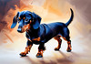 Playful Dachshund Art Print with Transforming Shadow into Stretched Toys