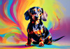 Playful Dachshund Art Print with Transforming Shadow into Stretched Toys