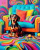 Playful Dachshund Art Print with Transforming Shadow into Stretched Toys