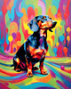 Playful Dachshund Art Print with Transforming Shadow into Stretched Toys
