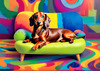 Playful Dachshund Art Print with Transforming Shadow into Stretched Toys