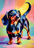 Playful Dachshund Art Print with Transforming Shadow into Stretched Toys