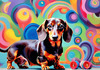 Playful Dachshund Art Print with Transforming Shadow into Stretched Toys