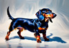 Playful Dachshund Art Print with Transforming Shadow into Stretched Toys
