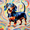 Playful Dachshund Art Print with Transforming Shadow into Stretched Toys