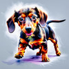 Playful Dachshund Art Print with Transforming Shadow into Stretched Toys
