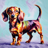 Playful Dachshund Art Print with Transforming Shadow into Stretched Toys