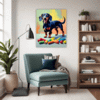 Playful Dachshund Living Room Demo