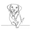 Minimalist Line Art of Playful Labrador Retriever with Ball