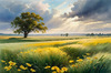Vast Prairie with Swaying Tallgrass and a Distant Solitary Tree under a Dramatic Sky