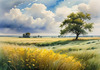 Vast Prairie with Swaying Tallgrass and a Distant Solitary Tree under a Dramatic Sky