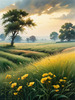 Vast Prairie with Swaying Tallgrass and a Distant Solitary Tree under a Dramatic Sky