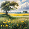 Vast Prairie with Swaying Tallgrass and a Distant Solitary Tree under a Dramatic Sky