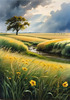 Vast Prairie with Swaying Tallgrass and a Distant Solitary Tree under a Dramatic Sky