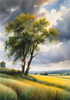 Vast Prairie with Swaying Tallgrass and a Distant Solitary Tree under a Dramatic Sky