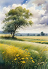 Vast Prairie with Swaying Tallgrass and a Distant Solitary Tree under a Dramatic Sky