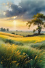 Vast Prairie with Swaying Tallgrass and a Distant Solitary Tree under a Dramatic Sky