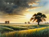 Vast Prairie with Swaying Tallgrass and a Distant Solitary Tree under a Dramatic Sky