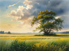 Vast Prairie with Swaying Tallgrass and a Distant Solitary Tree under a Dramatic Sky