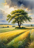 Vast Prairie with Swaying Tallgrass and a Distant Solitary Tree under a Dramatic Sky