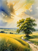 Vast Prairie with Swaying Tallgrass and a Distant Solitary Tree under a Dramatic Sky