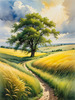 Vast Prairie with Swaying Tallgrass and a Distant Solitary Tree under a Dramatic Sky
