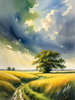 Vast Prairie with Swaying Tallgrass and a Distant Solitary Tree under a Dramatic Sky