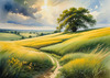 Vast Prairie with Swaying Tallgrass and a Distant Solitary Tree under a Dramatic Sky