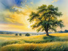 Vast Prairie with Swaying Tallgrass and a Distant Solitary Tree under a Dramatic Sky
