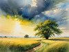Vast Prairie with Swaying Tallgrass and a Distant Solitary Tree under a Dramatic Sky
