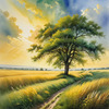 Vast Prairie with Swaying Tallgrass and a Distant Solitary Tree under a Dramatic Sky