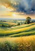 Vast Prairie with Swaying Tallgrass and a Distant Solitary Tree under a Dramatic Sky