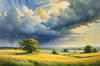 Vast Prairie with Swaying Tallgrass and a Distant Solitary Tree under a Dramatic Sky