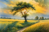 Vast Prairie with Swaying Tallgrass and a Distant Solitary Tree under a Dramatic Sky