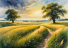 Vast Prairie with Swaying Tallgrass and a Distant Solitary Tree under a Dramatic Sky