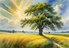 Vast Prairie with Swaying Tallgrass and a Distant Solitary Tree under a Dramatic Sky