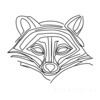 Minimalist Line Art of Raccoon's Masked Eye Area