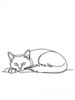 Minimalist Line Art of Ragdoll Cat Lying on Back with Gazing Eyes
